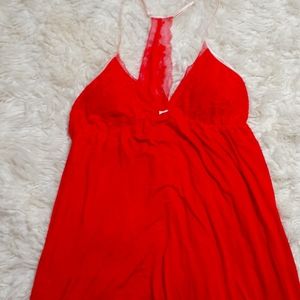 Victoria's Secret Red Lace Racerback Slip Dress Size Large